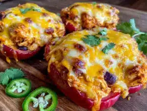 savory cheesy enchilada stuffed peppers - featured image