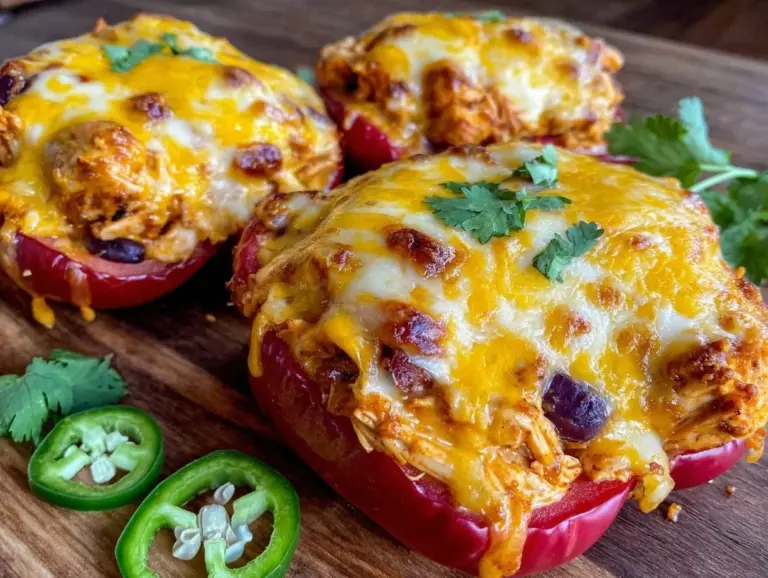 savory cheesy enchilada stuffed peppers - featured image