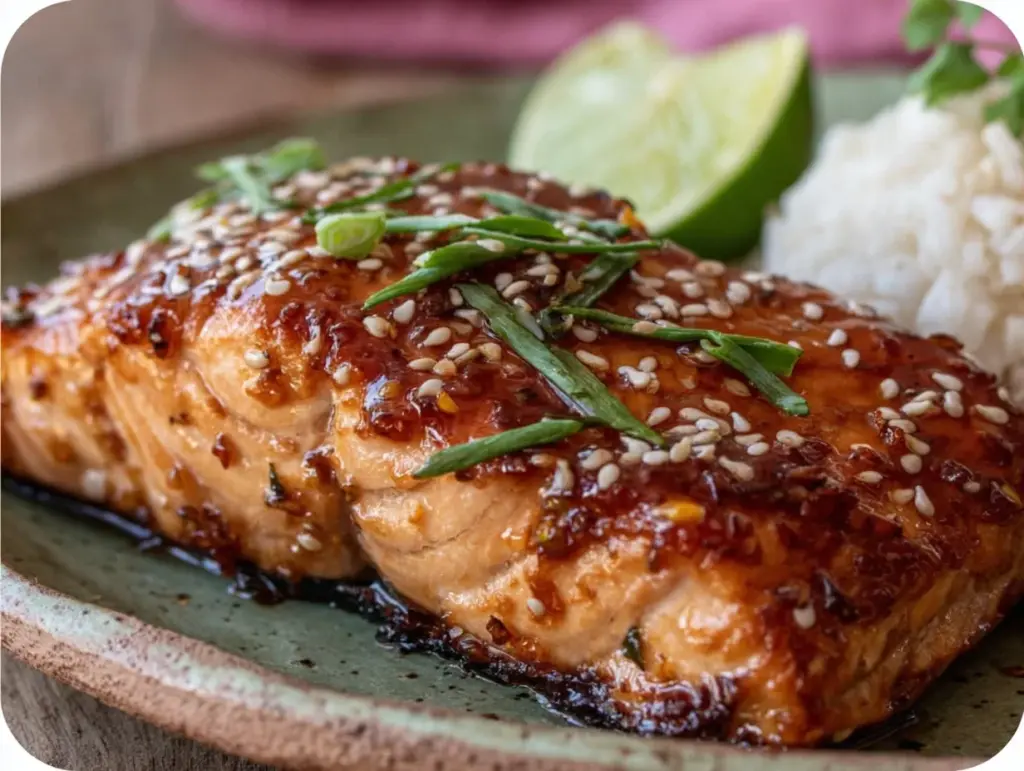 sesame ginger glazed salmon - featured image