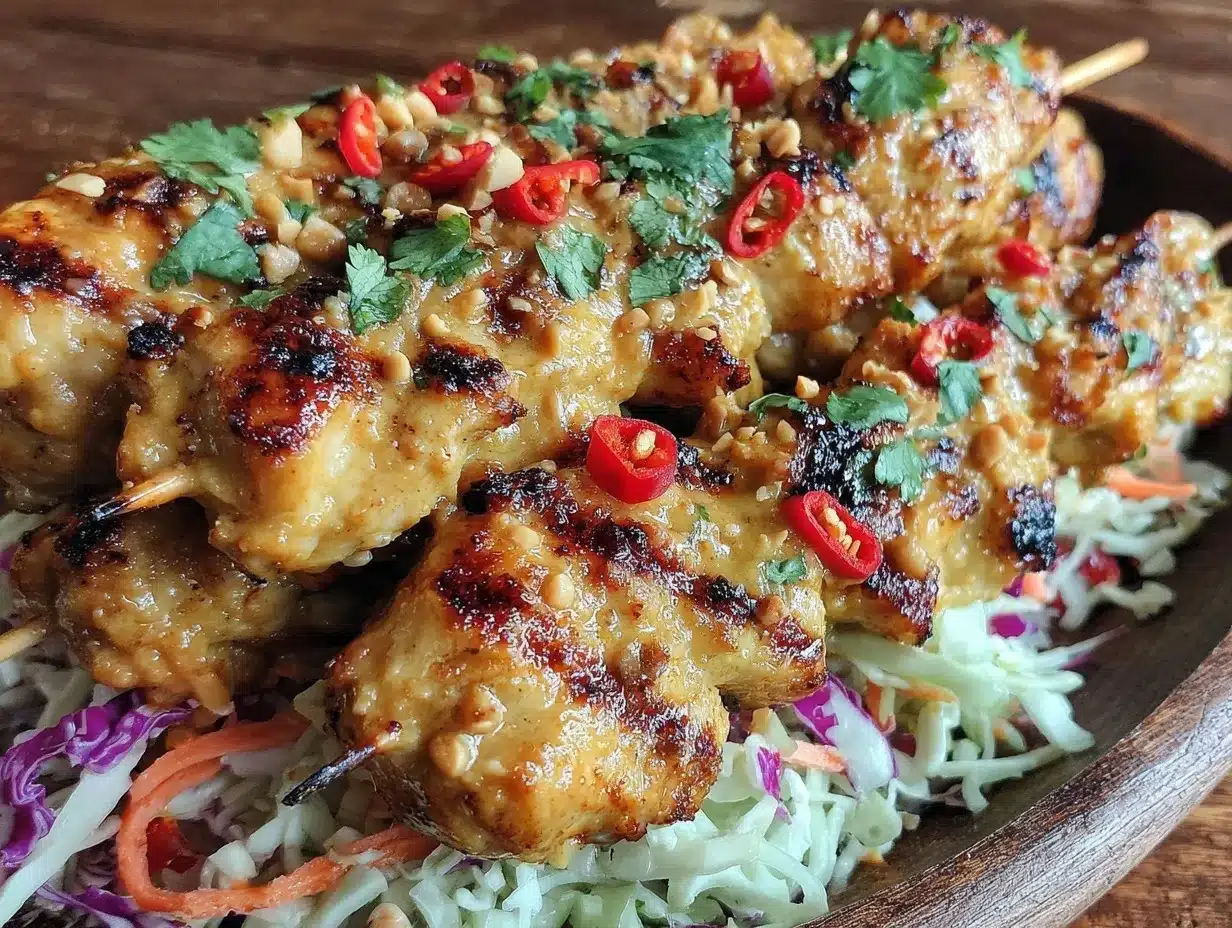 spicy thai peanut chicken satay skewers preparation steps