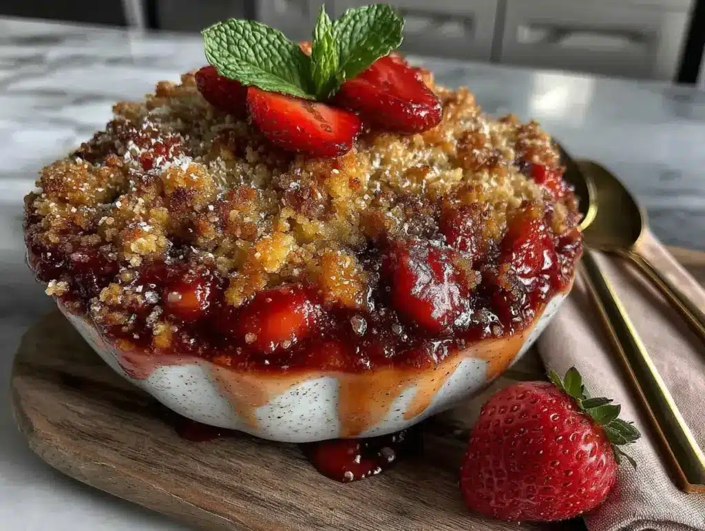 strawberry rhubarb crisp - featured image