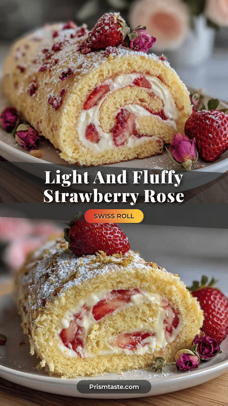 strawberry rose swiss roll recipe