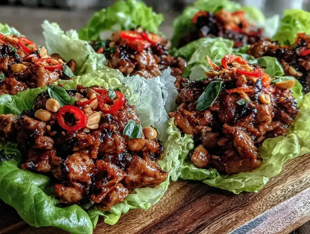 thai basil chicken lettuce cups - featured image