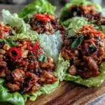 thai basil chicken lettuce cups - featured image
