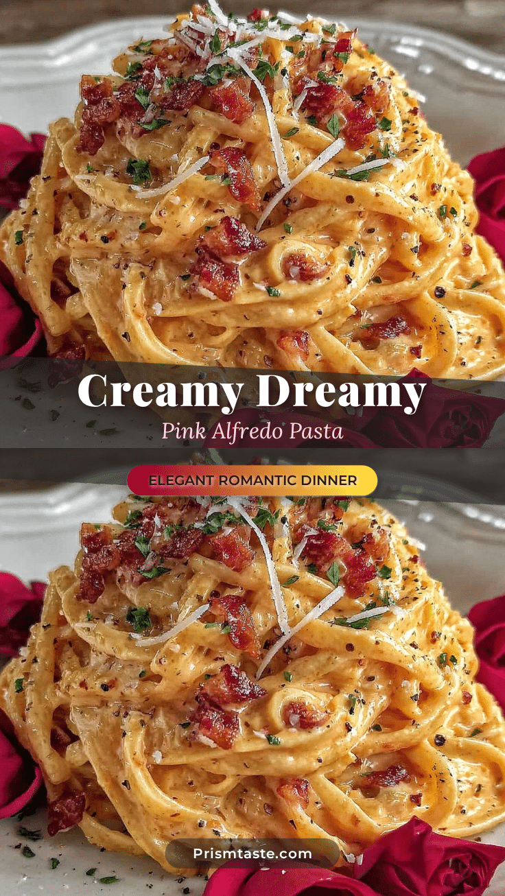Valentines pink Alfredo pasta recipe