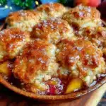 browned butter peach cobbler - featured image