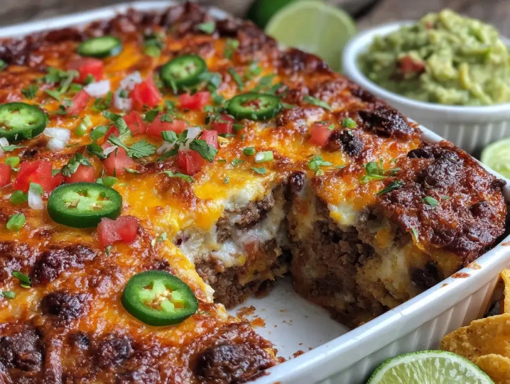 budget-friendly loaded taco casserole - featured image