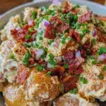 creamy gluten-free loaded potato salad - featured image