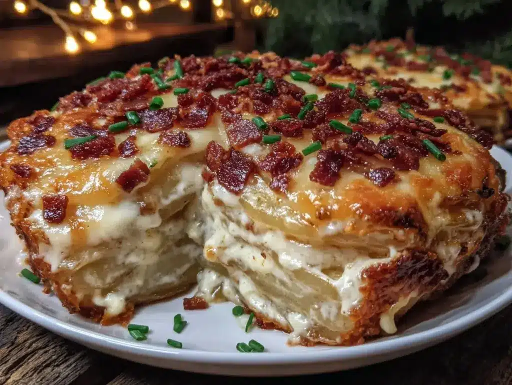 creamy gluten-free loaded scalloped potatoes with gruyere - featured image