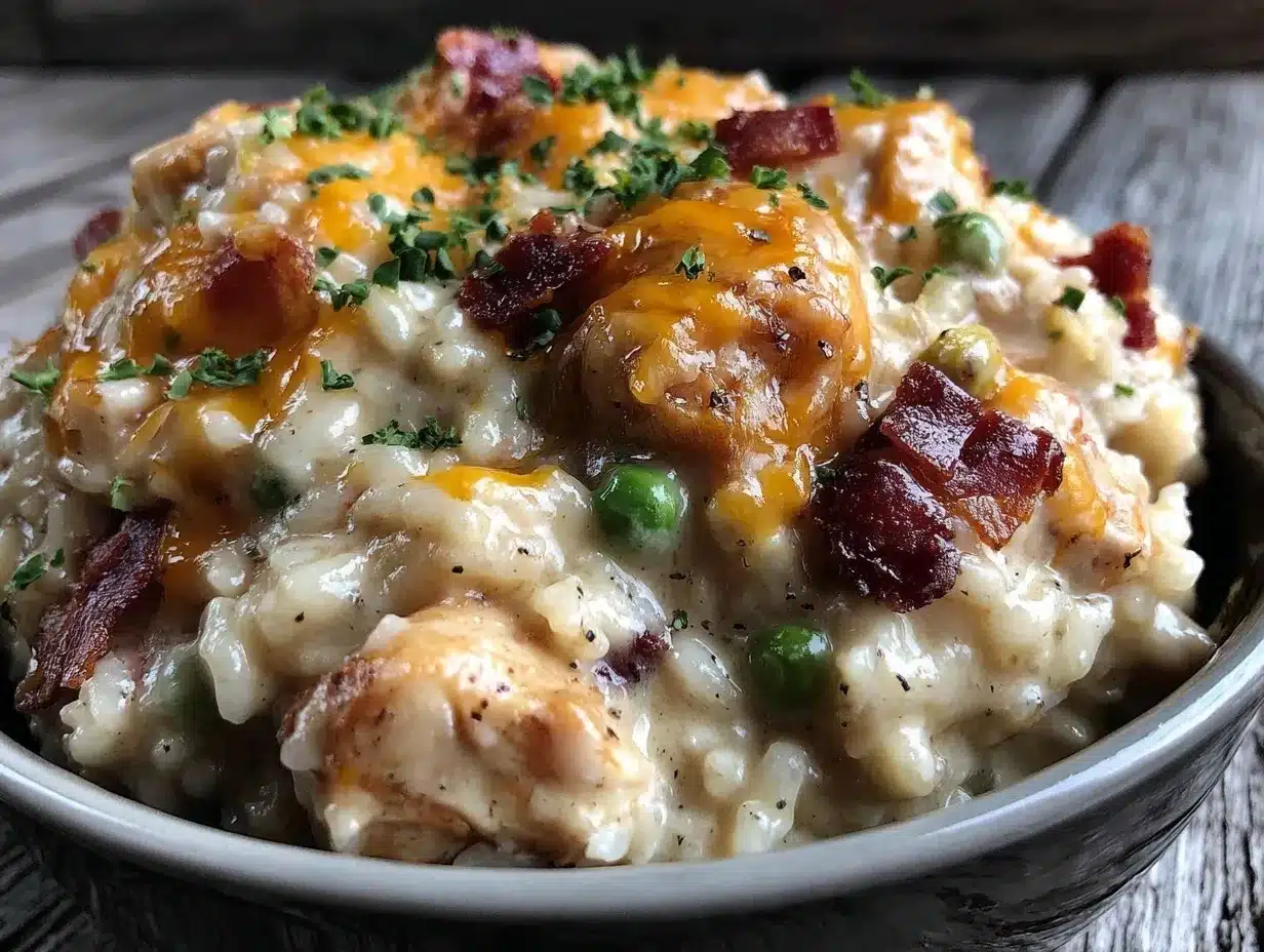 creamy instant pot loaded chicken and rice preparation steps