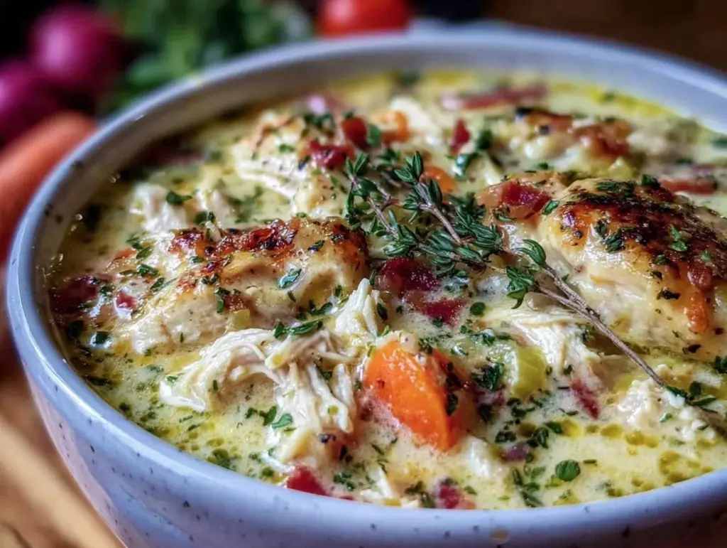 creamy keto chicken soup - featured image