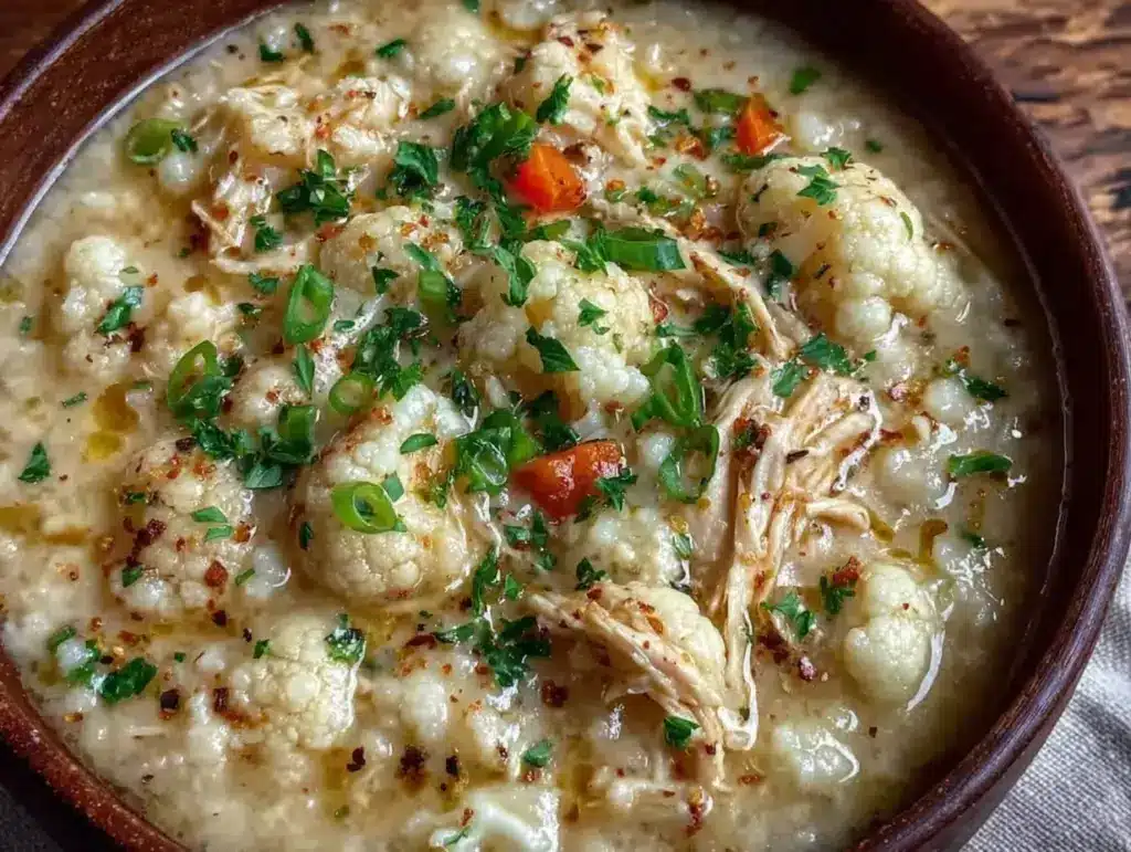 creamy keto chicken soup - featured image