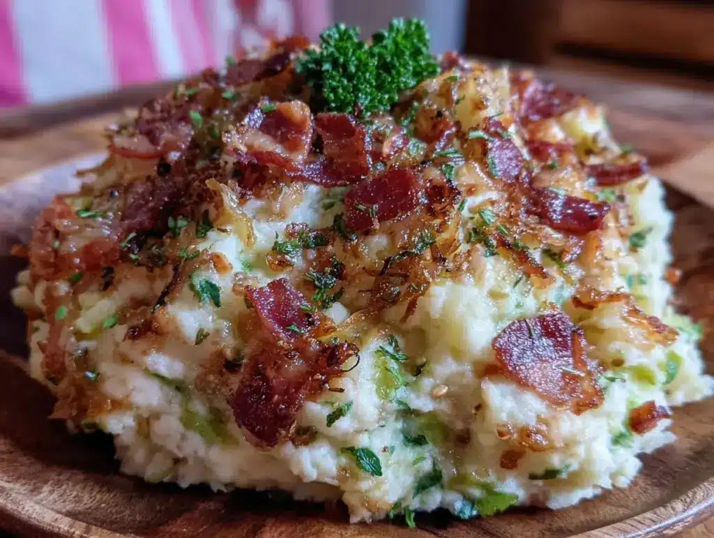 creamy keto loaded cauliflower colcannon - featured image