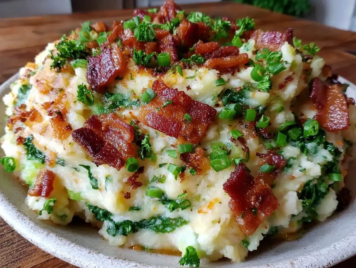 creamy keto loaded cauliflower colcannon preparation steps