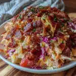 creamy keto loaded coleslaw with bacon - featured image
