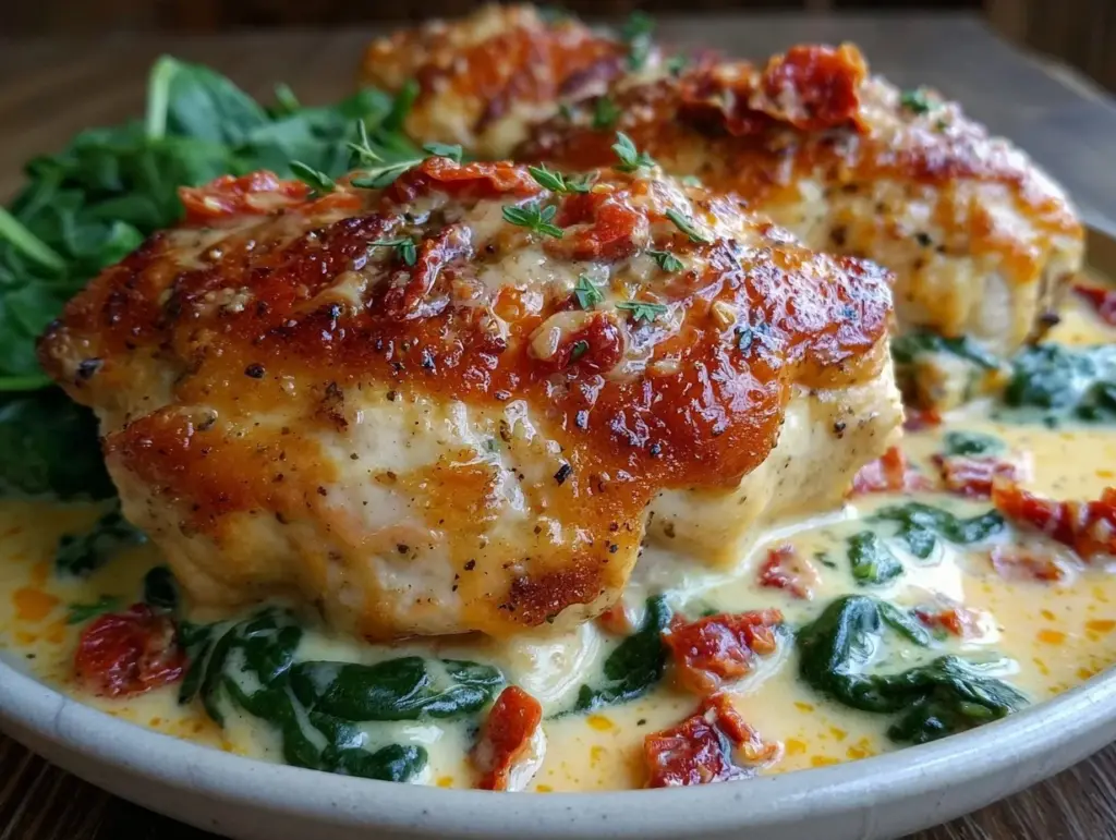 creamy keto tuscan chicken - featured image