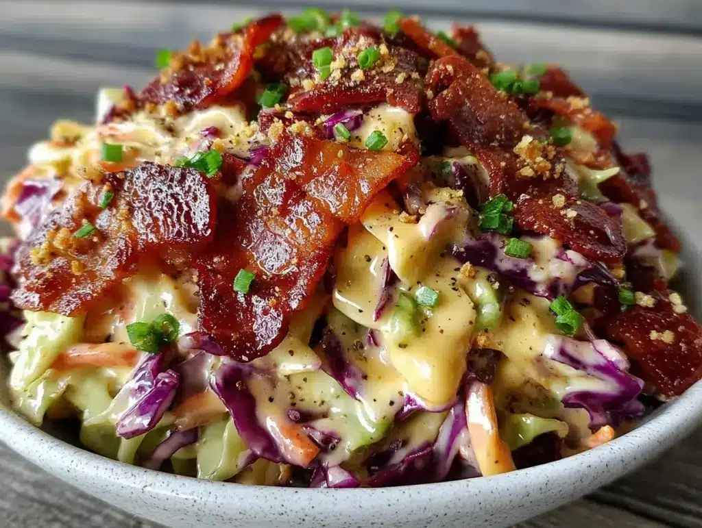 creamy make-ahead loaded bacon coleslaw - featured image