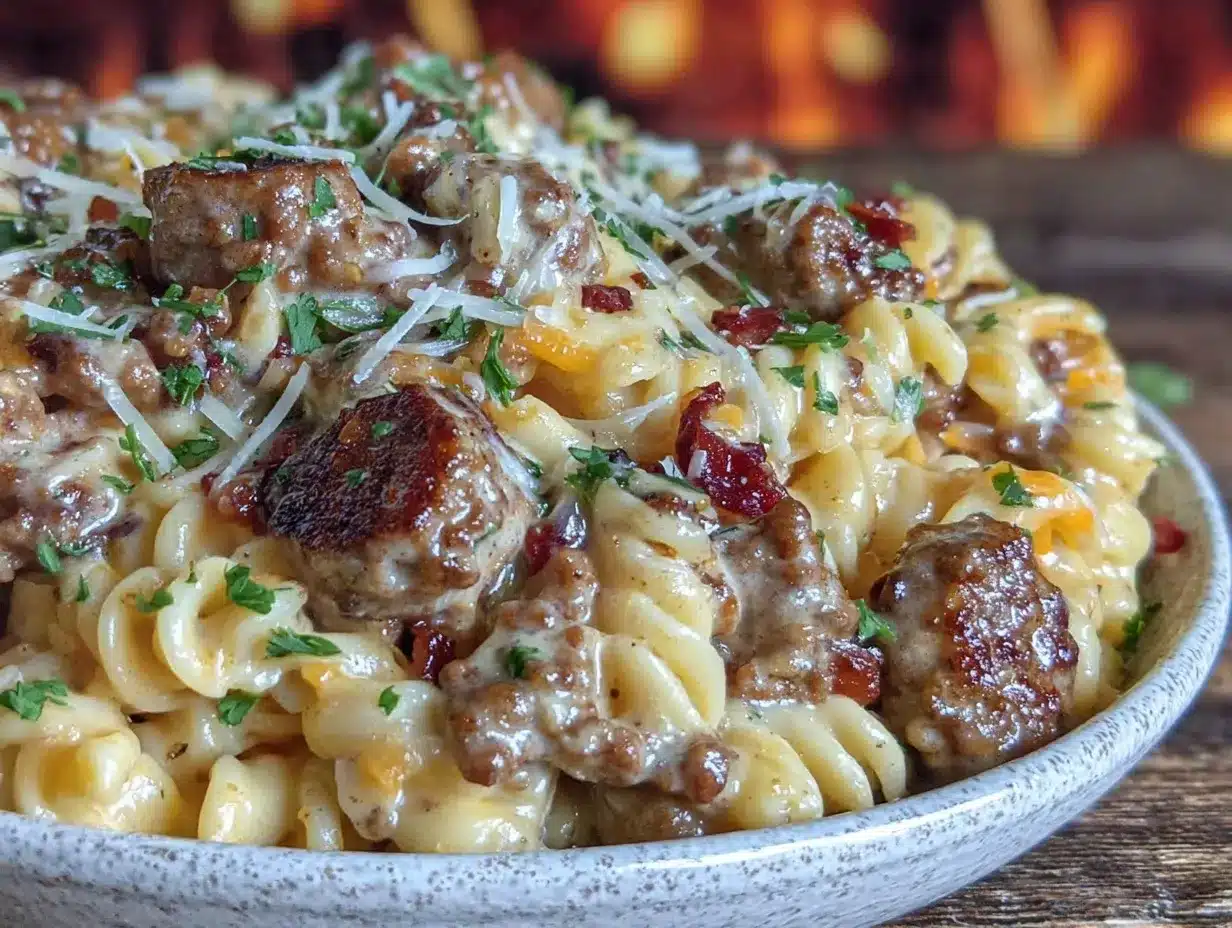 creamy sausage pasta preparation steps