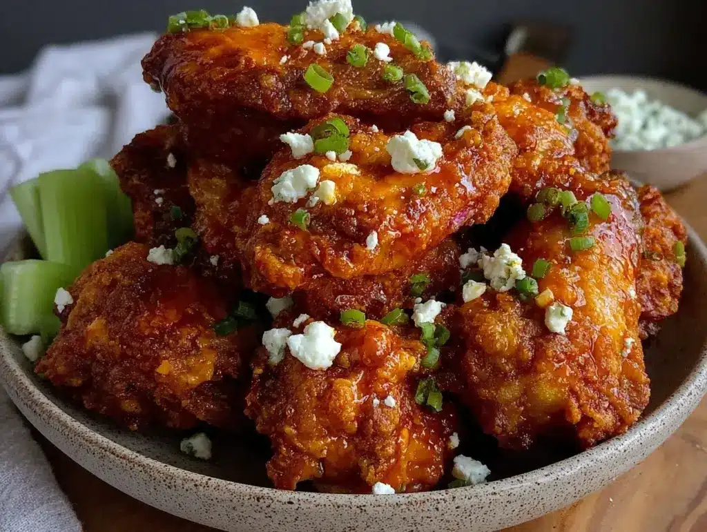 crispy air fryer buffalo chicken wings - featured image