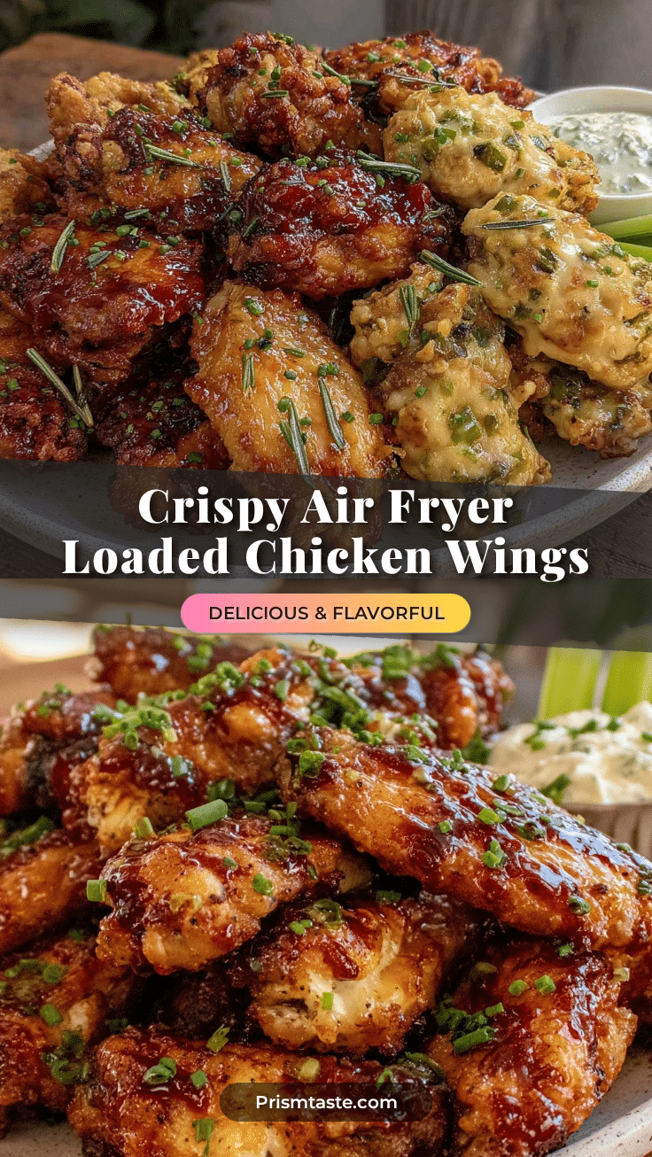 crispy air fryer loaded chicken wings recipe