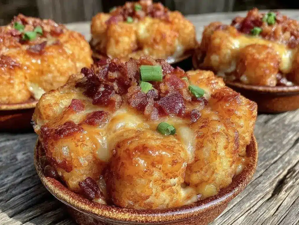 crispy air fryer loaded tater tot casserole - featured image