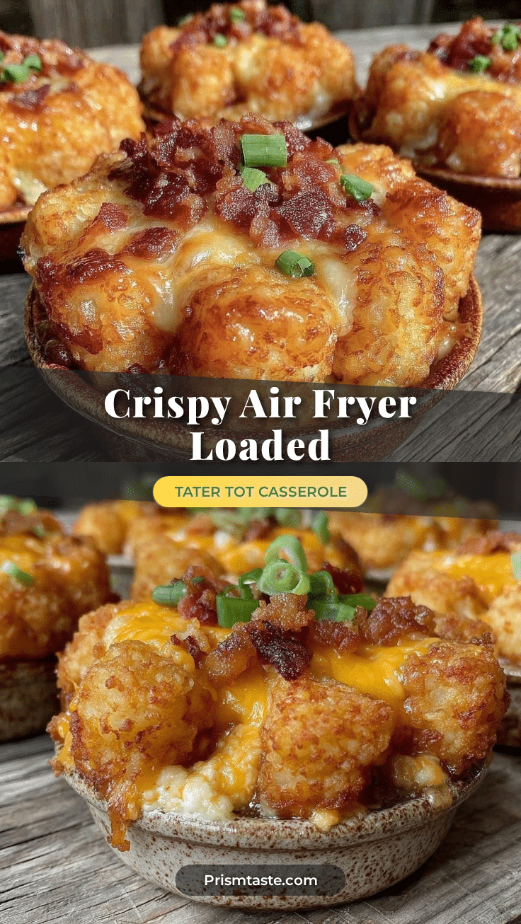 crispy air fryer loaded tater tot casserole recipe
