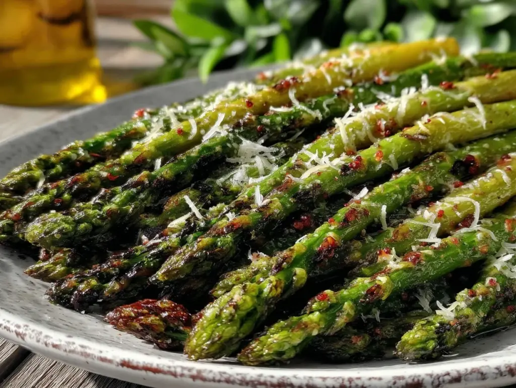 crispy air fryer parmesan asparagus - featured image