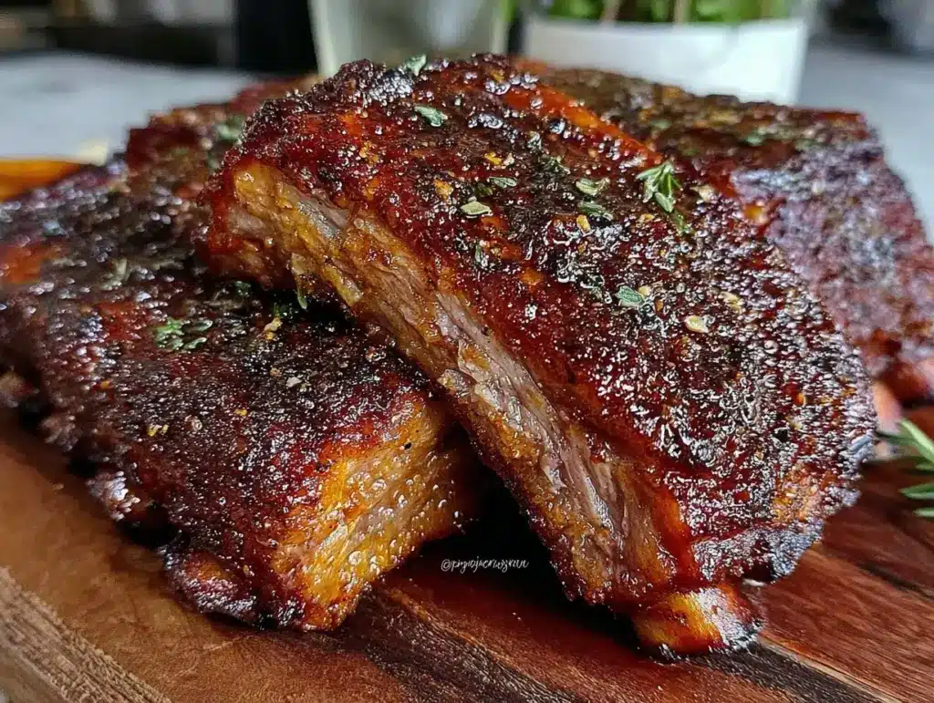 crispy keto dry rub ribs air fryer - featured image