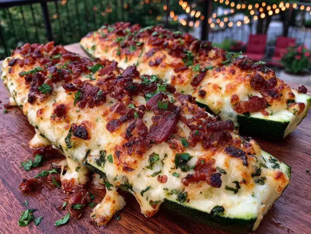 crispy keto loaded zucchini boats - featured image