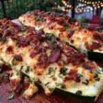 crispy keto loaded zucchini boats - featured image