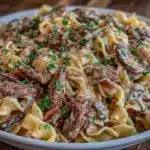 easy creamy one-pot beef stroganoff - featured image