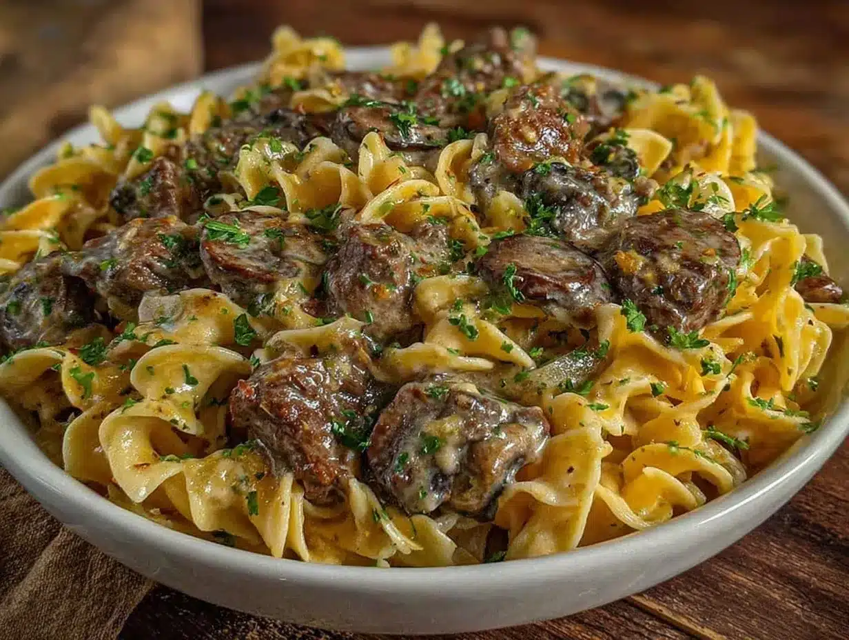 easy creamy one-pot beef stroganoff preparation steps