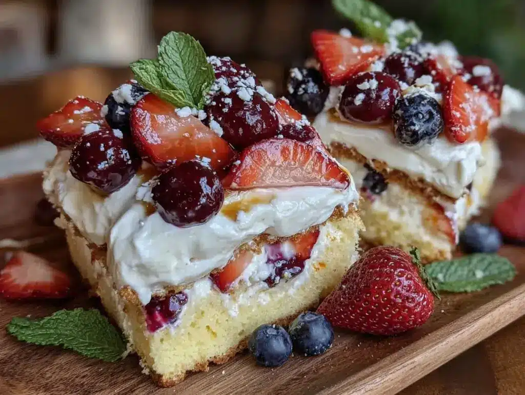 easy make-ahead loaded flag cake - featured image