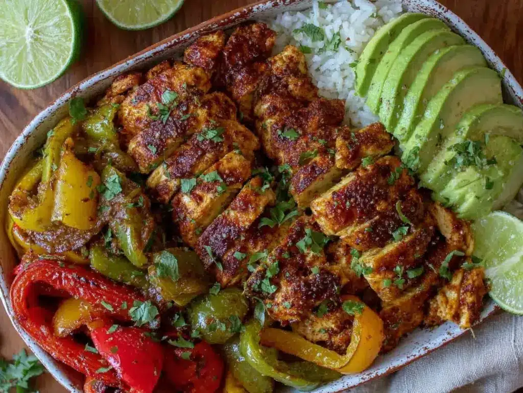 easy sheet pan fajita bowl - featured image