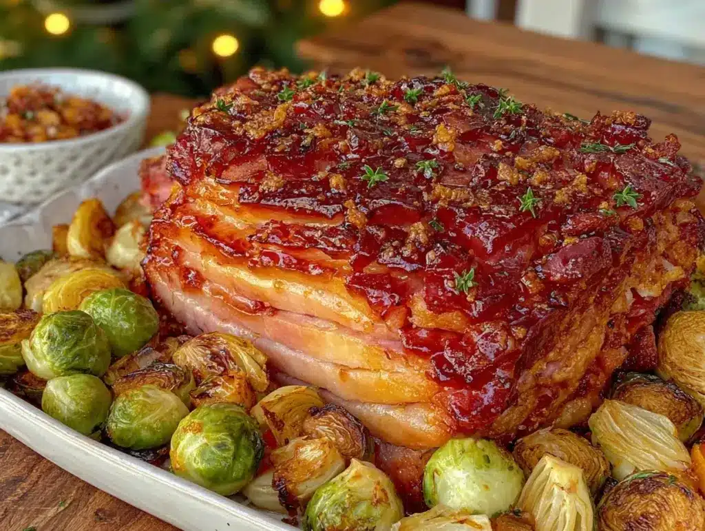 easy sheet pan glazed ham - featured image