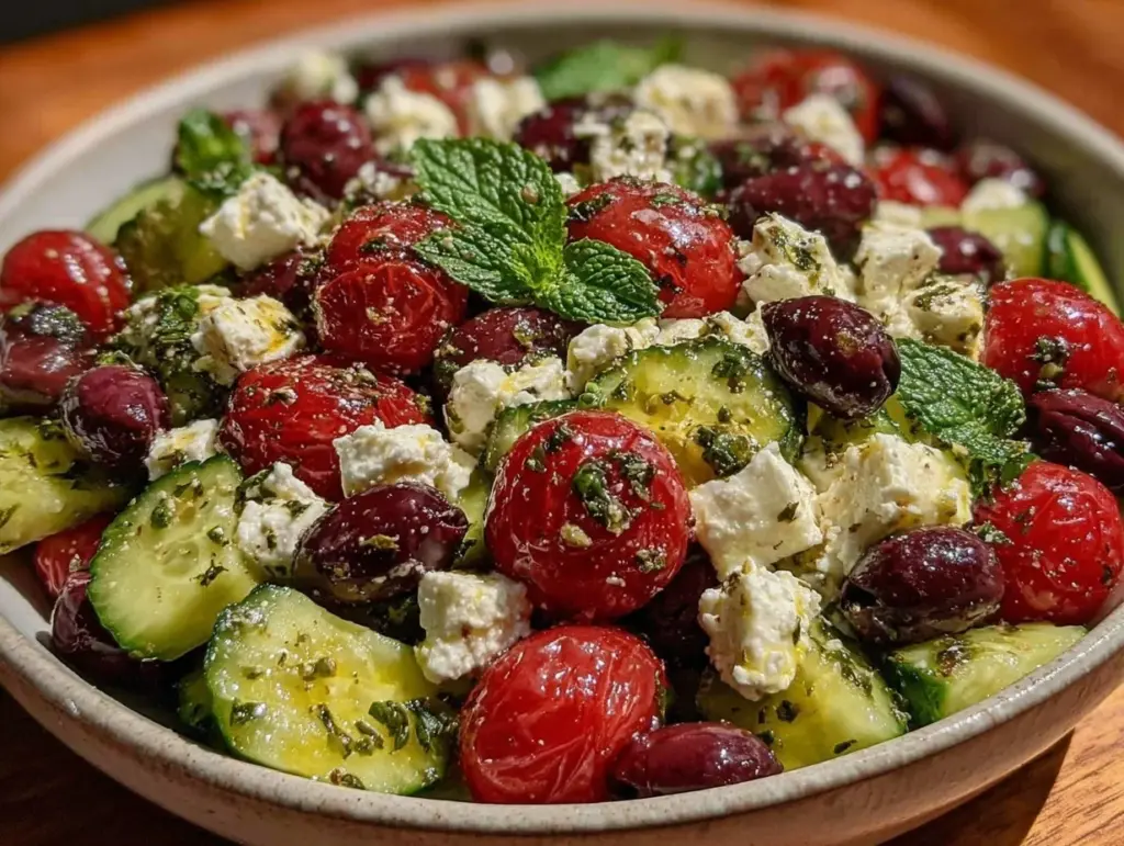 fresh loaded greek salad with feta - featured image