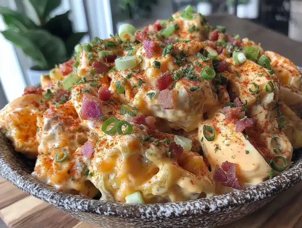 loaded deviled egg potato salad - featured image