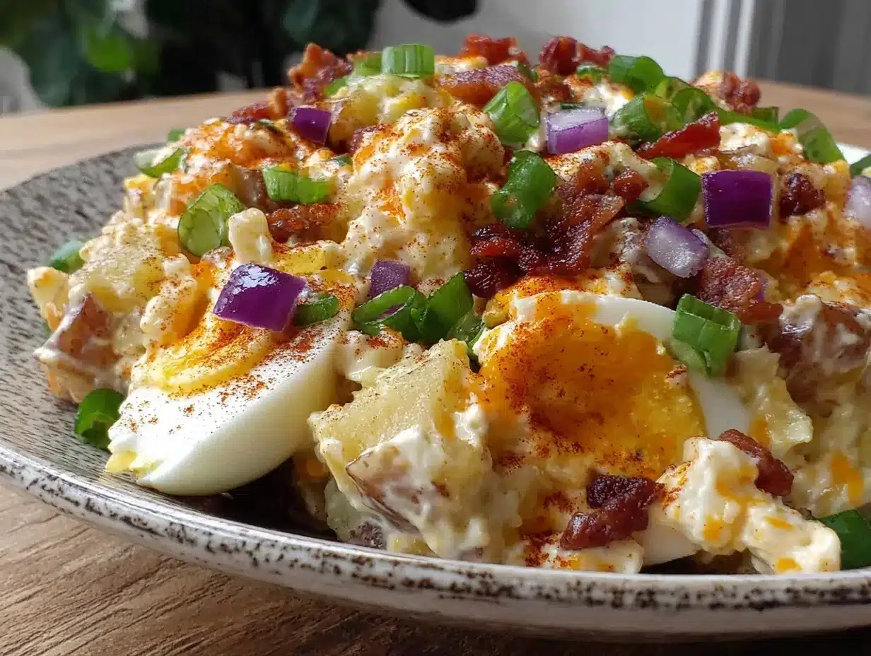 loaded deviled egg potato salad preparation steps