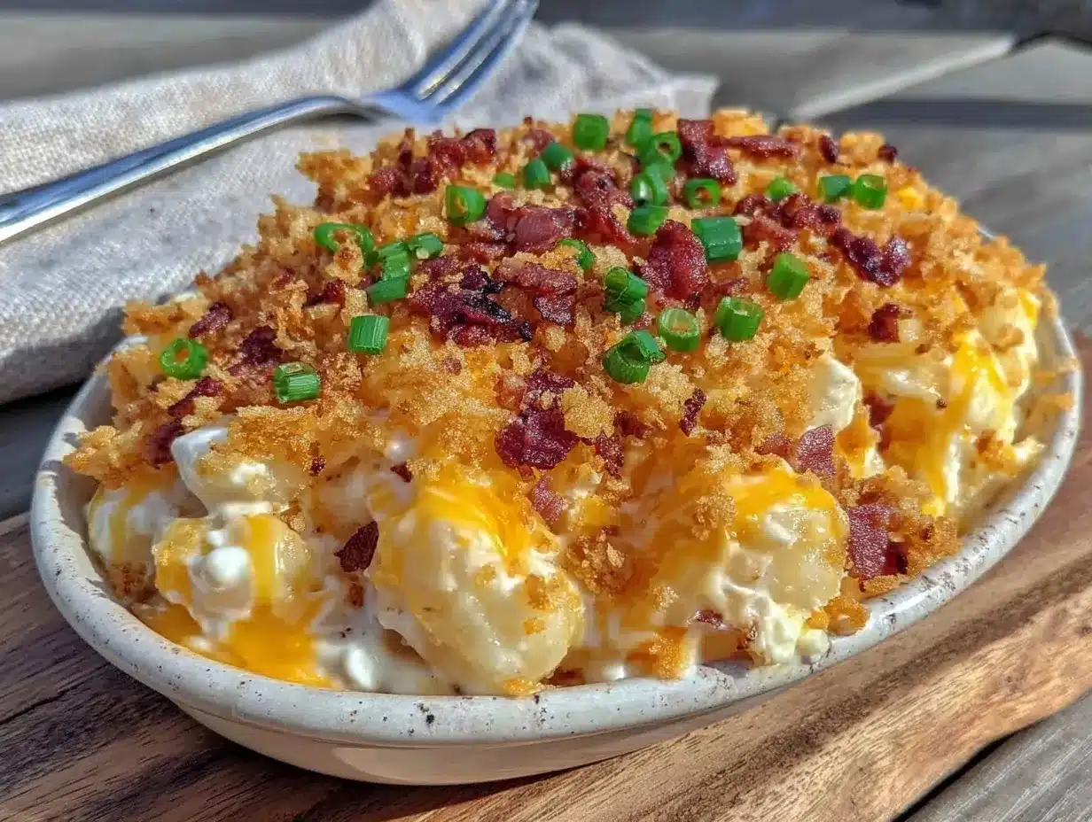 loaded funeral potatoes for two preparation steps