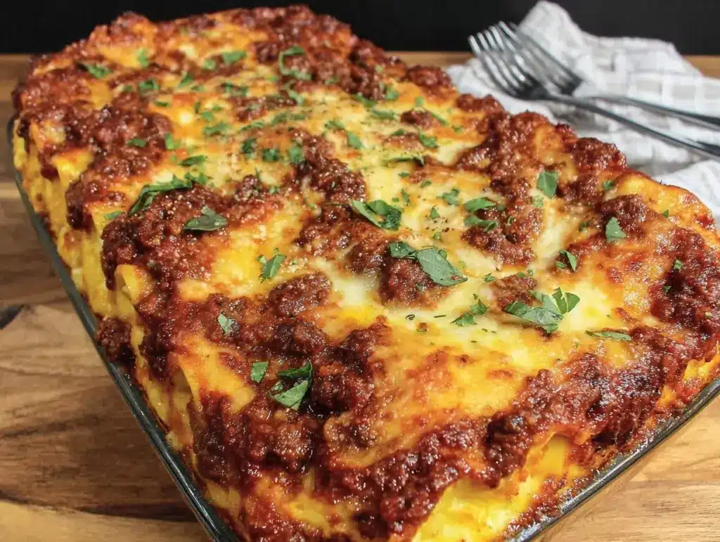 loaded lasagna recipe - featured image
