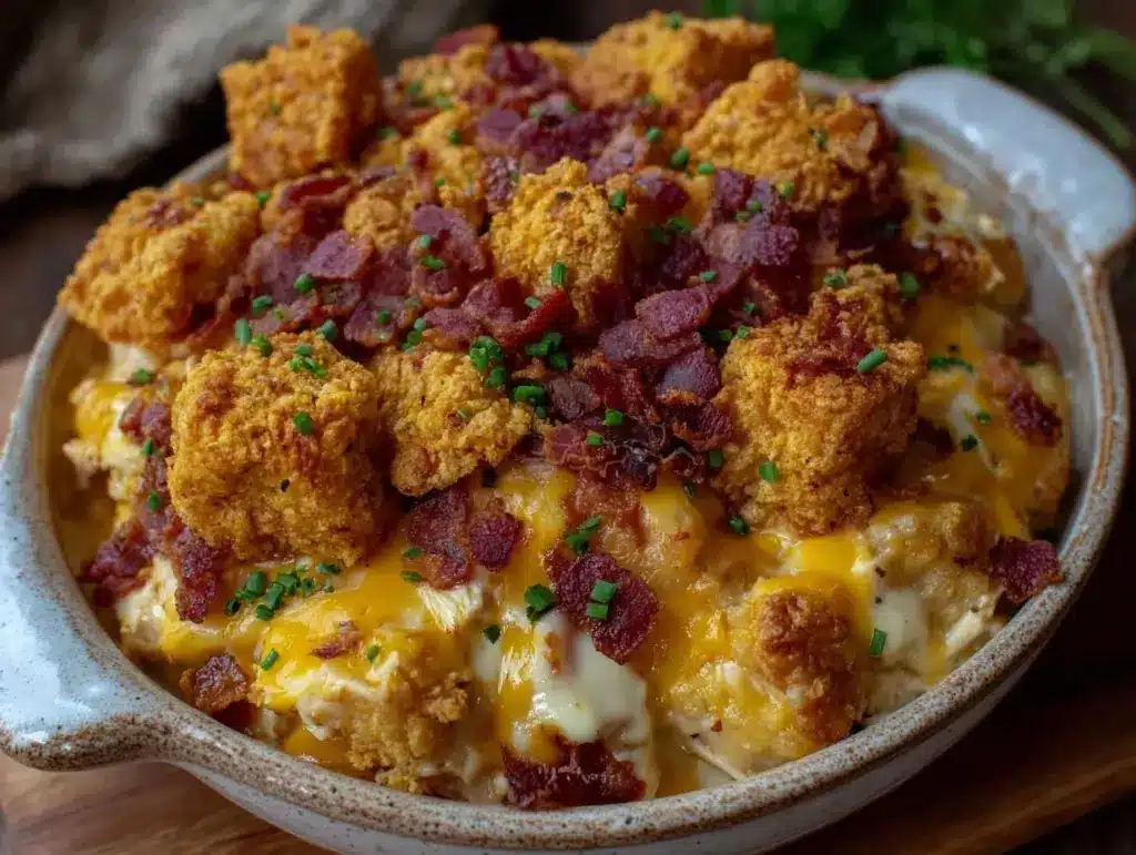 low carb chicken bacon ranch casserole - featured image