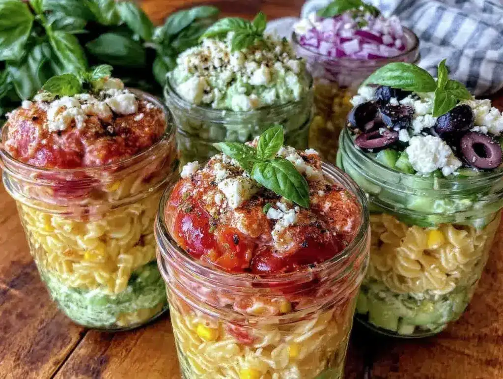 mason jar pasta salad - featured image