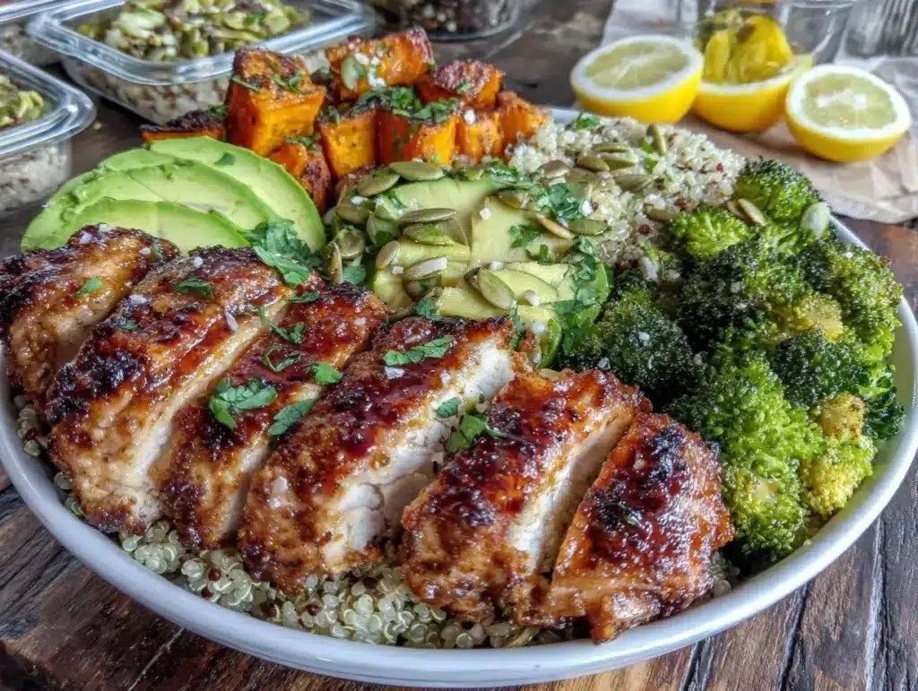 meal prep loaded chicken bowls - featured image