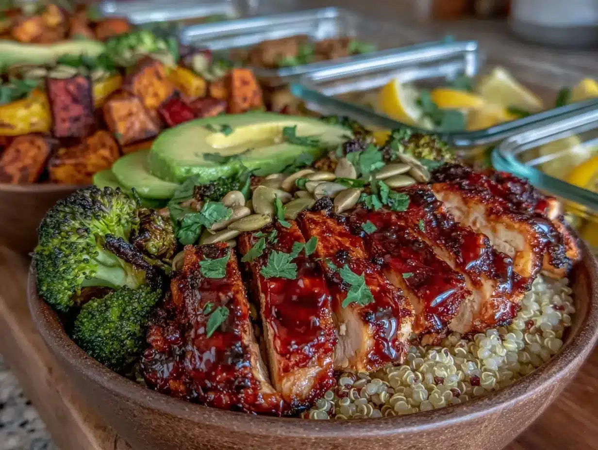 meal prep loaded chicken bowls preparation steps