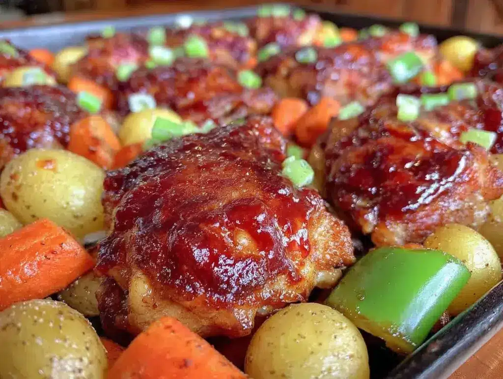 sheet pan caramelized bbq chicken - featured image