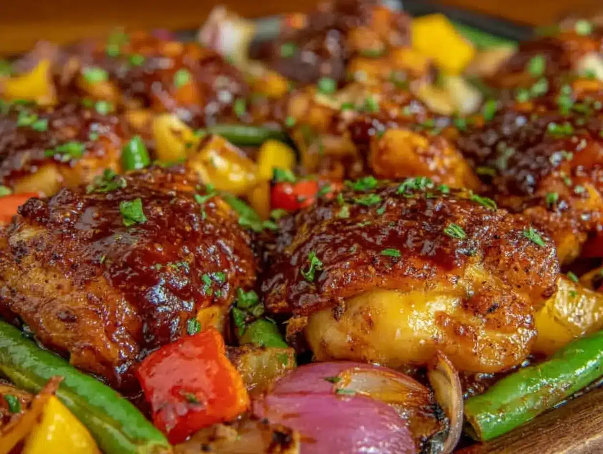 sheet pan loaded BBQ chicken preparation steps