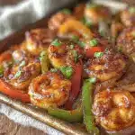 sheet pan shrimp fajitas - featured image