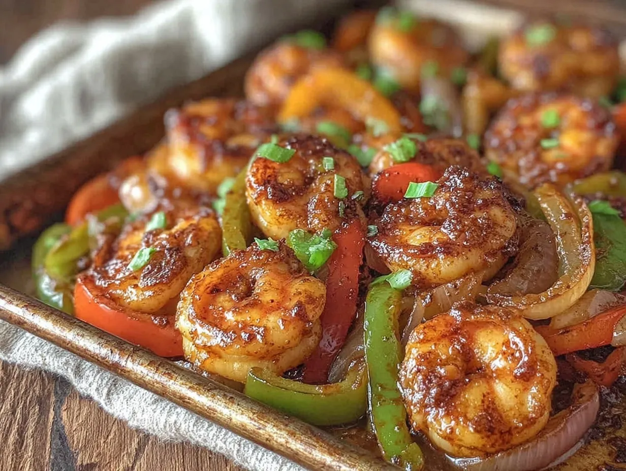 sheet pan shrimp fajitas preparation steps