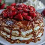 brown butter strawberry crepe cake - featured image