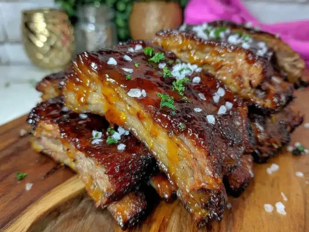 brown sugar hickory smoked pork ribs - featured image